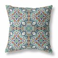 Homeroots 18 in. Cloverleaf Indoor & Outdoor Throw Pillow Green & Muted Orange 411820